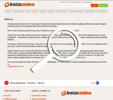 InstaCasino Jackpot About Us Page