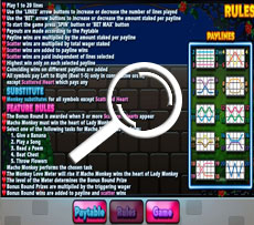 Monkey Mania Pokie Rules Screen