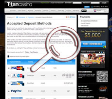 Titan Casino Deposit Page