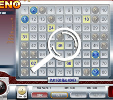 Vegas Jackpot Keno Play Screen